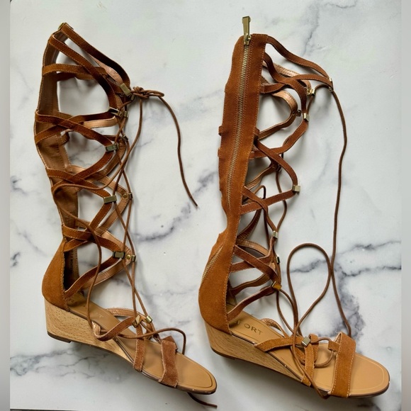 NEW Report Signature Monterie Tan Suede Tall Gladiator Wedge Sandals, Size 7.5 - Picture 2 of 5